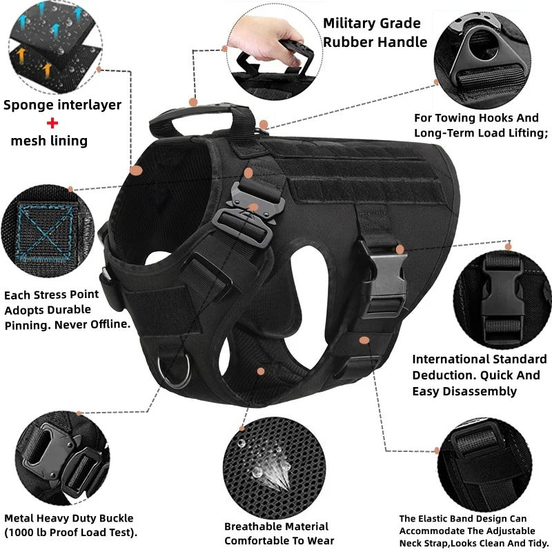 Large Dog Harness And Leash Set Pet German Shepherd Malinois Training Walking Vest Dog Harness And Collar For Medium Large Dogs